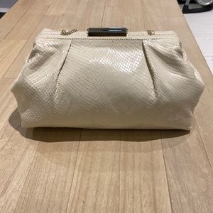 Demellier London white snakeskin chain purse